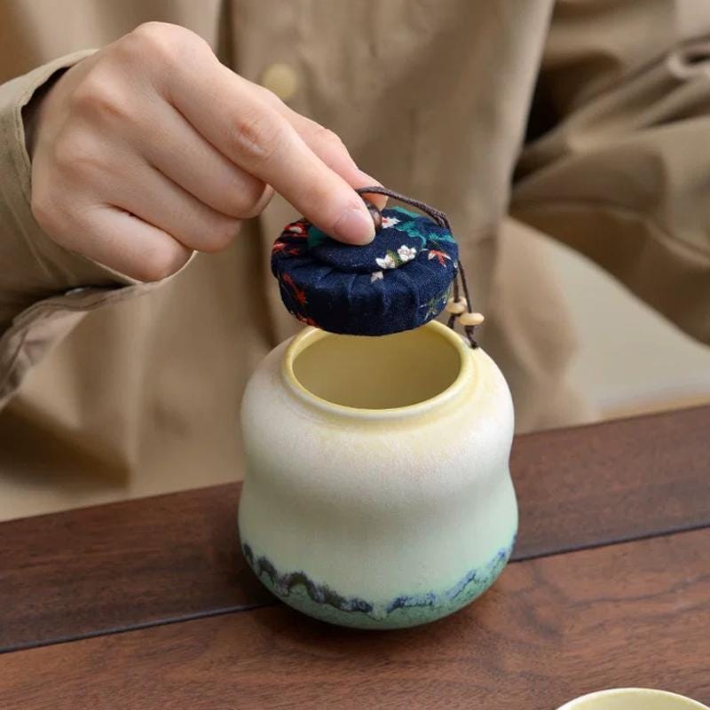 Ceramic Canisters,Asia tea Jar with Lid,tea pot,coffee sugar Storage,sugar bowl,Asian style Kitchen Container,food Storage,Ceramic Contanier