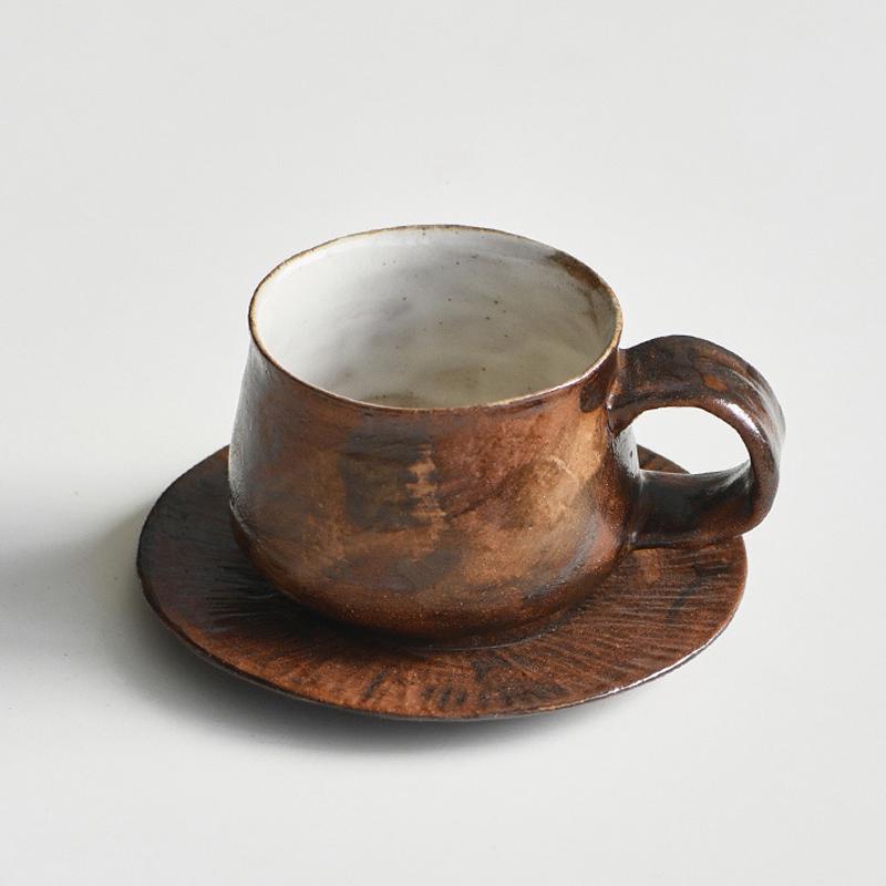 Ceramic Mug with Saucer,Make-up clay mug set,tea cup with saucer, expresso mug set ,5oz Latte Mug set,Mug with handle,Coffee Lover Gift
