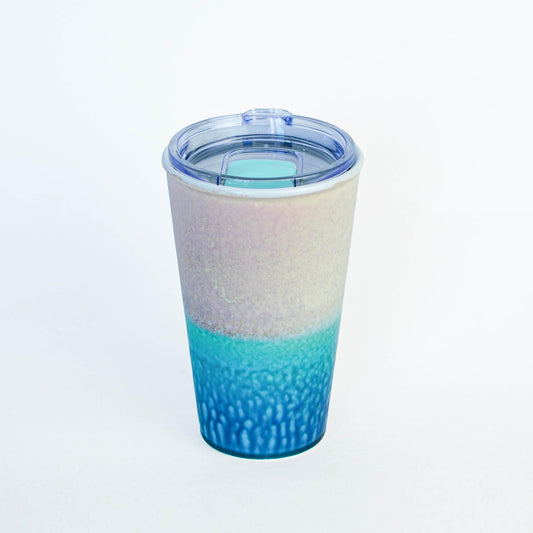 Pottery Travel Mug With Lid, Blue Ceramic To Go Mug, 15oz Pottery TO Go Mug, handcrafted mugs, Birthday Gift For Her MUDxHAND