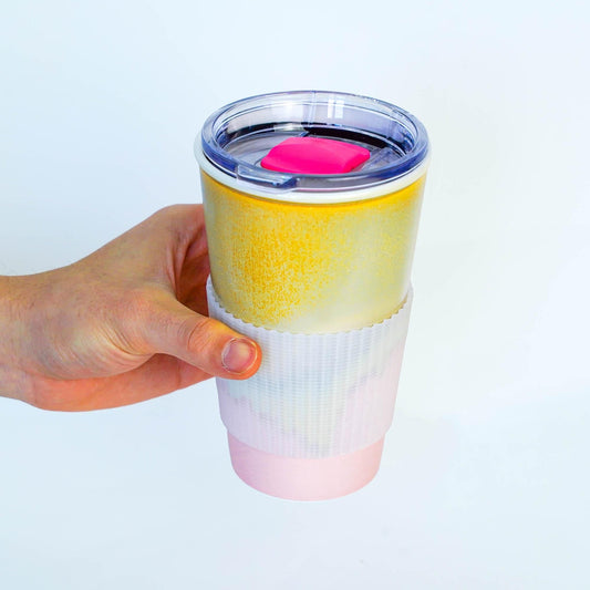 Ceramic Travel Mug With Lid, Pink Ceramic To Go Mug, 15oz Pottery TO Go Mug, handcrafted mugs, Birthday Gift For Her MUDxHAND