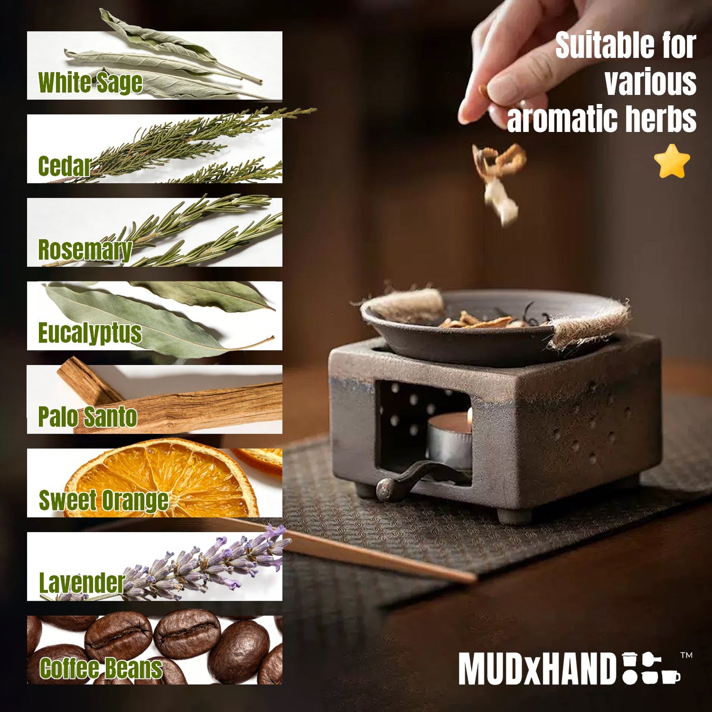 Ceramic Aromatherapy Burner - Modern Wax Melt Warmer & Essential Oil Burner - 5 Color availiable MUDxHAND