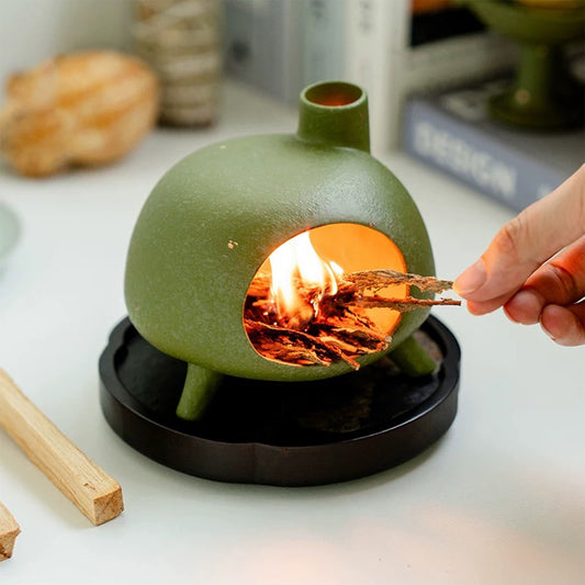 Green Palo Santo Burner, Aromatherapy herbs Diffuser, Fragrance burner MUDxHAND