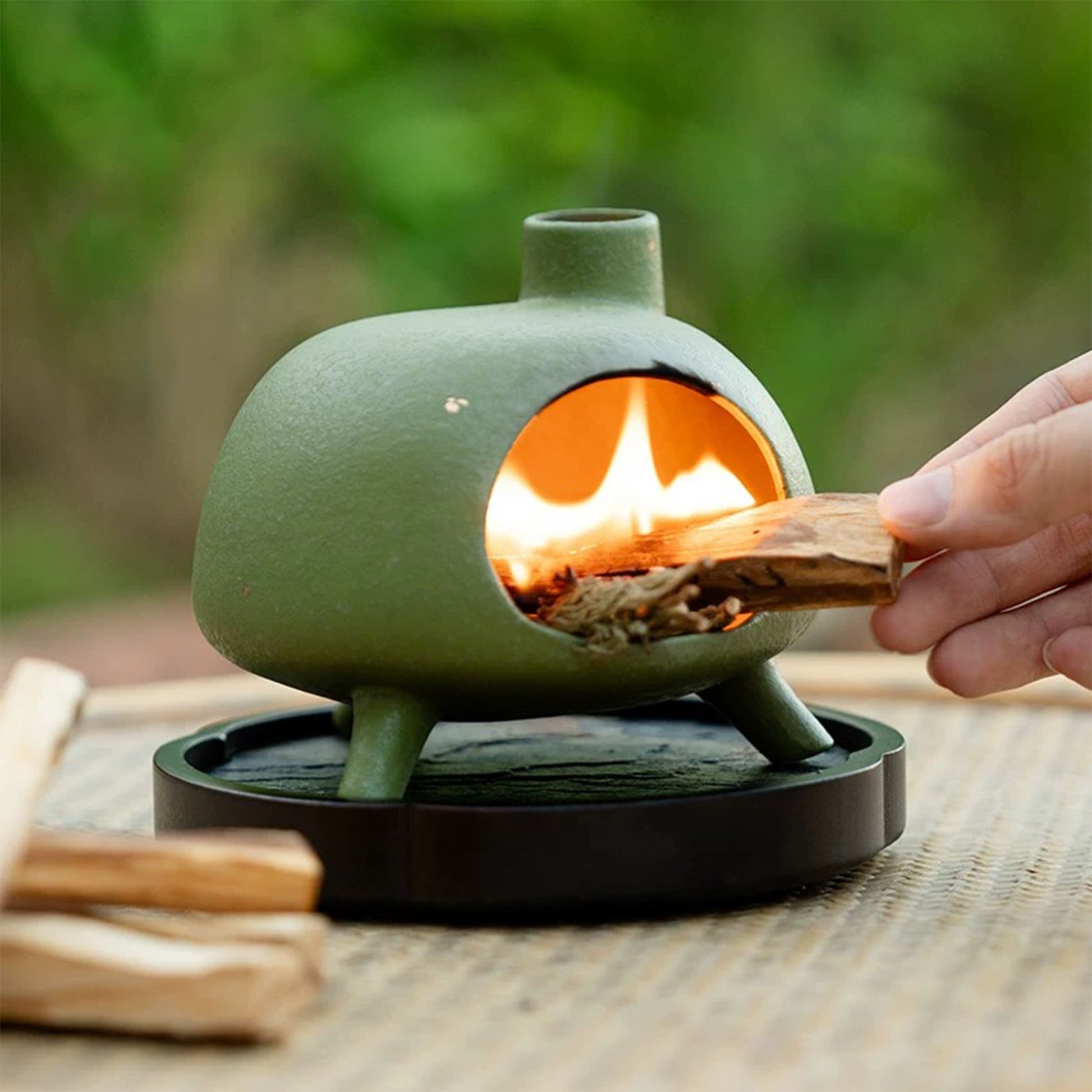 Green Palo Santo Burner, Aromatherapy herbs Diffuser, Fragrance burner MUDxHAND