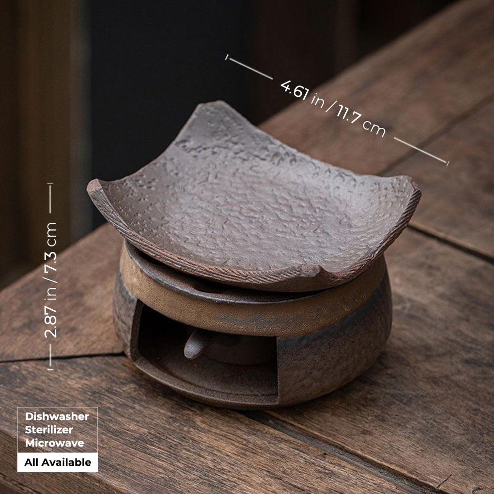 Aromatherapy Herbs Diffuser, Brown black Ceramic Wax Melt Burner, Fragrance Diffuser Mudhandceramic