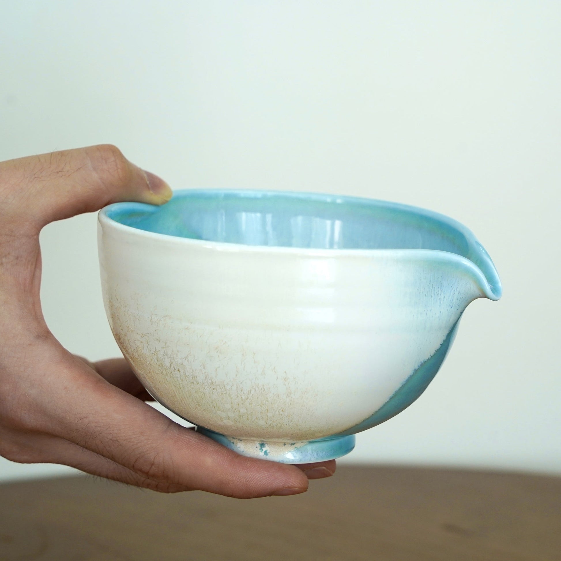 Blue heart shaped Matcha bowl Set Mudhandceramic