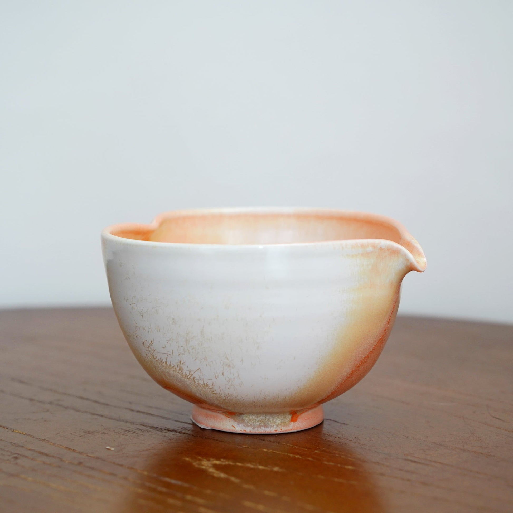 Orange Heart Shaped Matcha Bowl Set Mudhandceramic