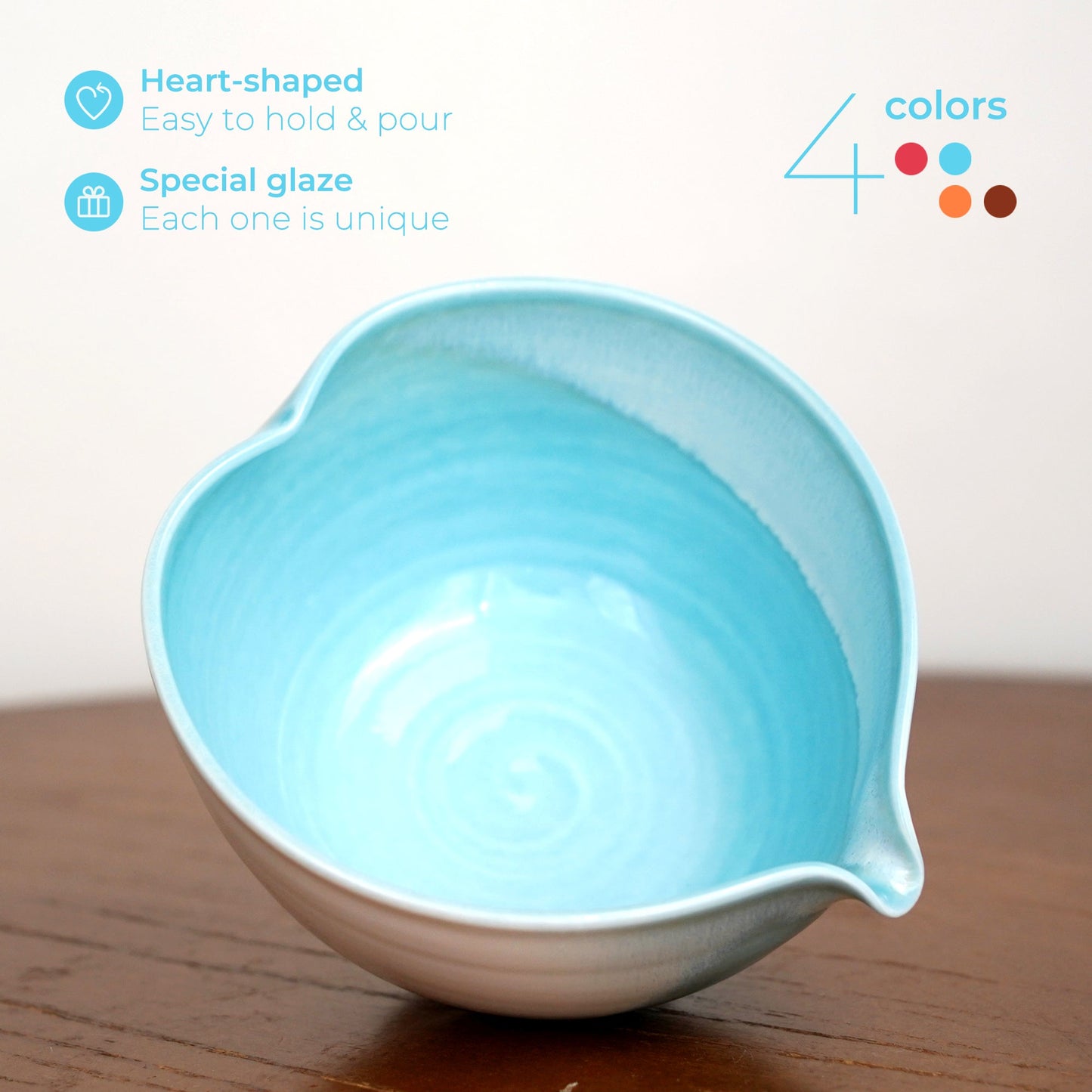 Blue heart shaped Matcha bowl Set Mudhandceramic