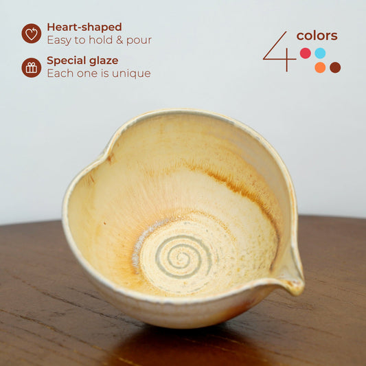 Chocolate Heart Shaped Matcha Bowl Set Mudhandceramic