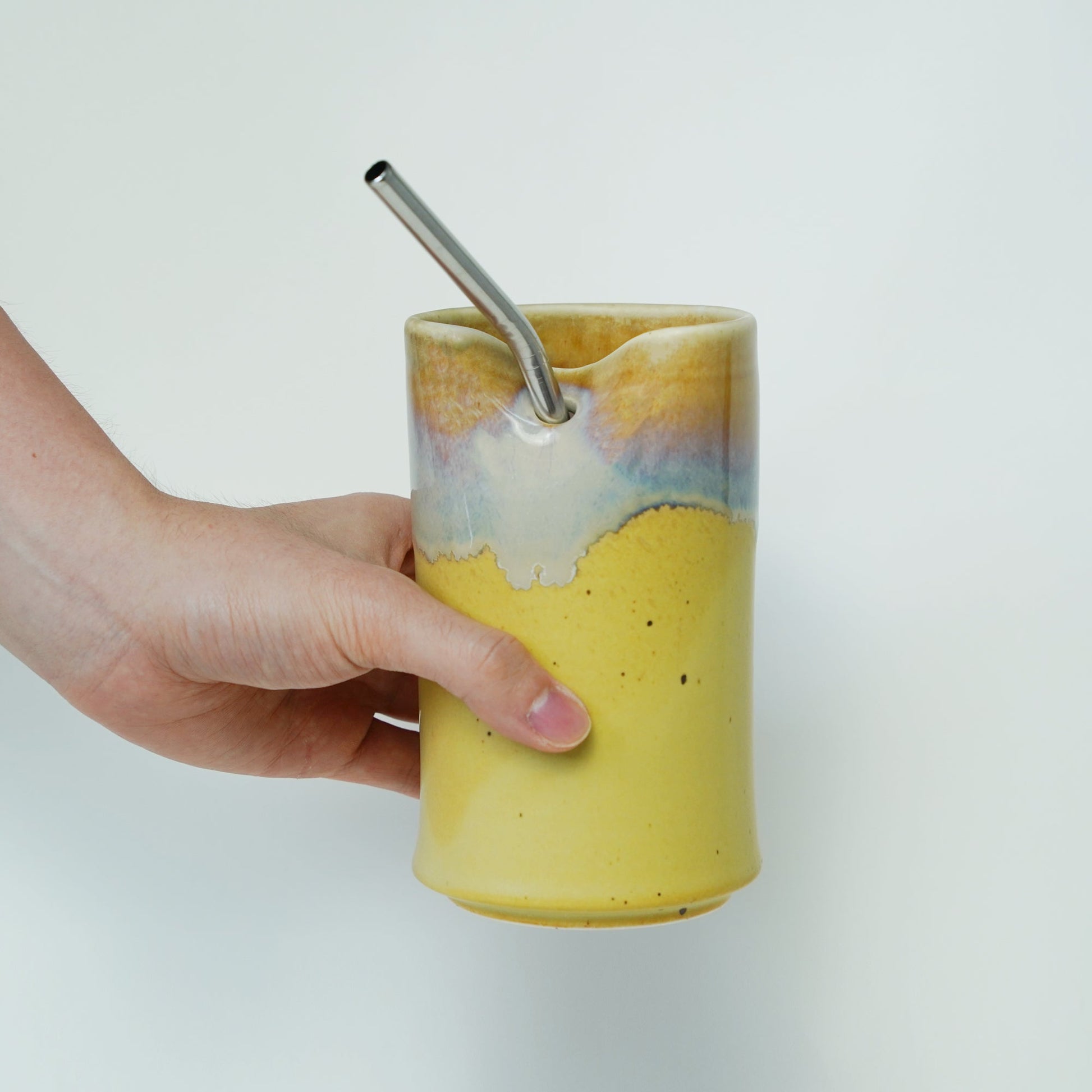18oz Ceramic iced coffee Cup With Straw, iced Coffee Cocktail Cup Mudhandceramics