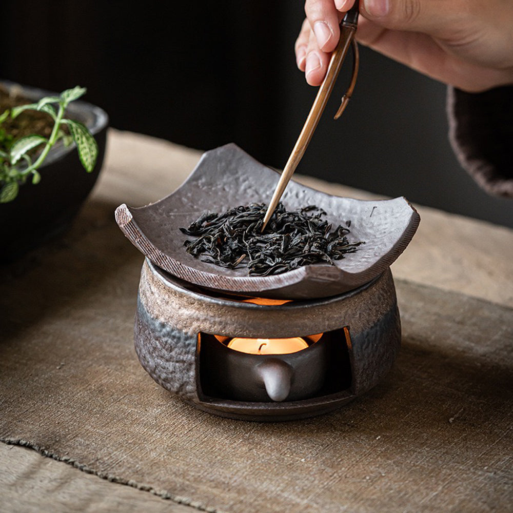Aromatherapy Herbs Diffuser, Brown black Ceramic Wax Melt Burner, Fragrance Diffuser Mudhandceramic