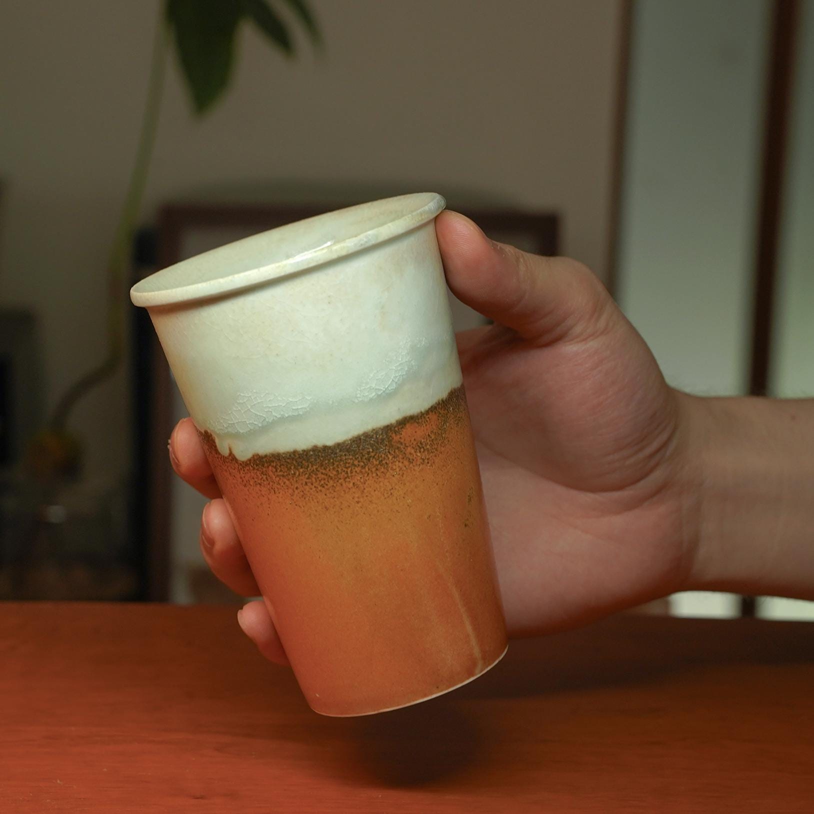 Ceramic Cup,Yellow White tea coffee mug, crackware and stoneware kiln texture, unique glaze,handmade pottery,porcelain,Travel Tumbler gift