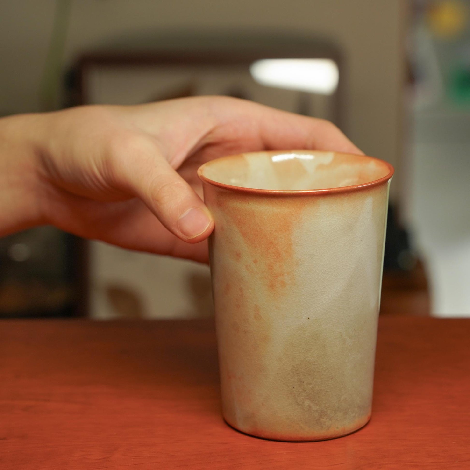 Orange and Flame Red kiln change Ceramic Cup tea coffee mug, fire texture and unique glaze,handmade pottery,stoneware,Travel Tumbler