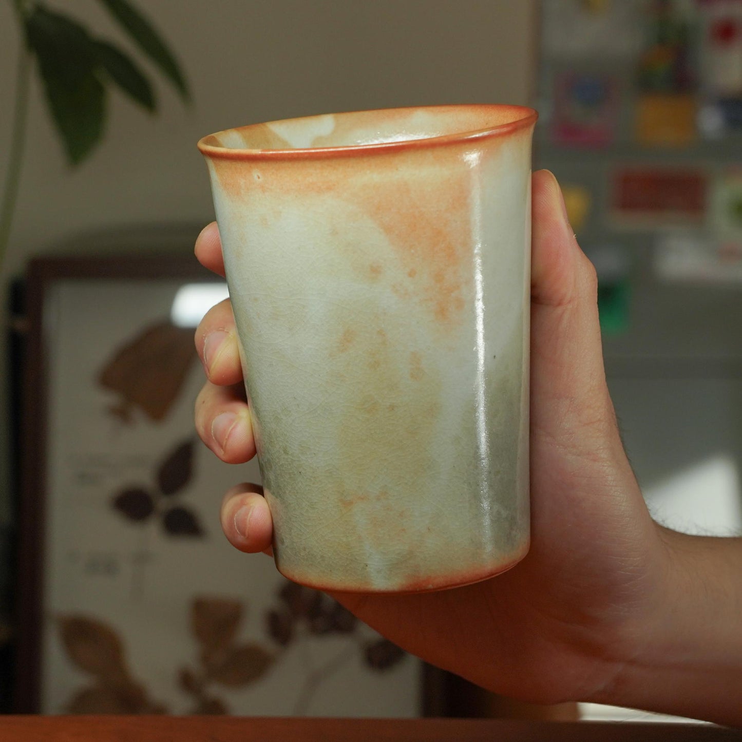 Orange and Flame Red kiln change Ceramic Cup tea coffee mug, fire texture and unique glaze,handmade pottery,stoneware,Travel Tumbler