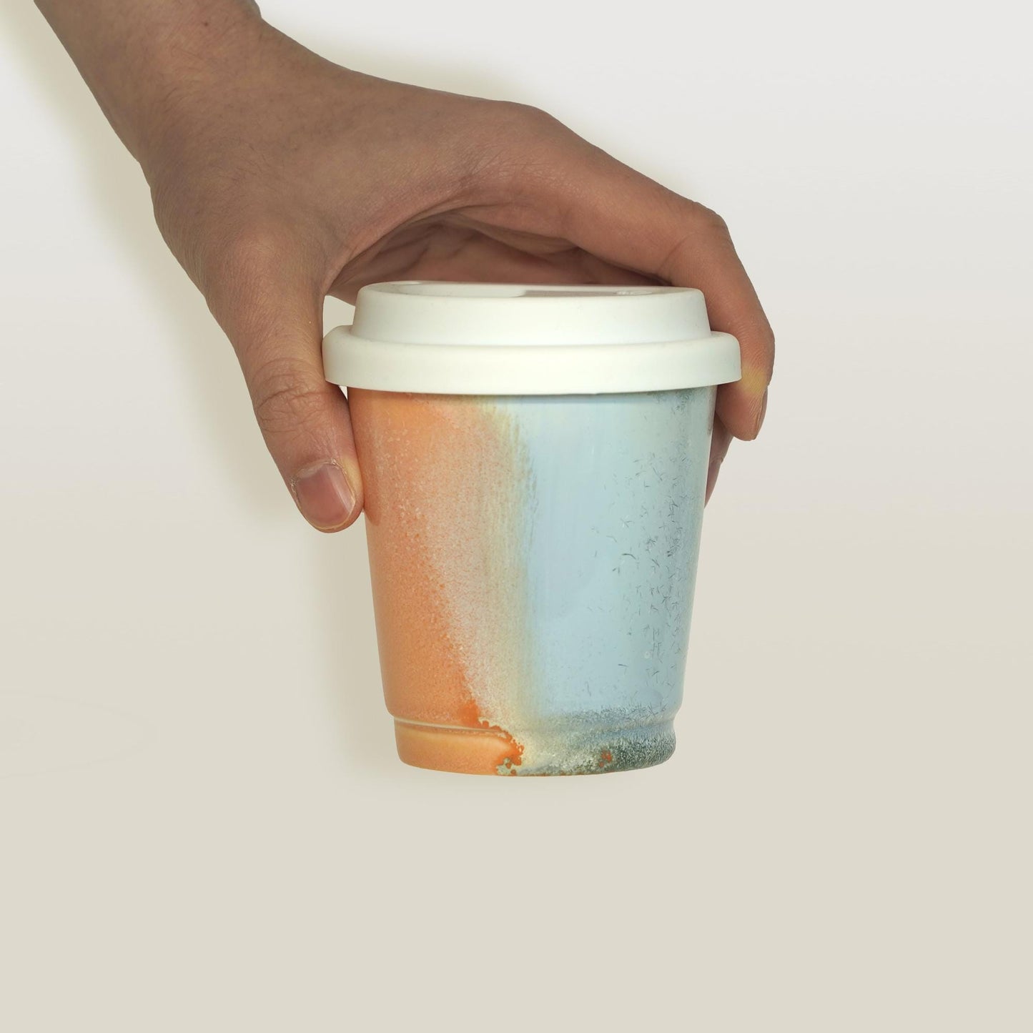 ceramic reusable coffee cup Orange ceramic travel mug with Lid – MUDxHAND