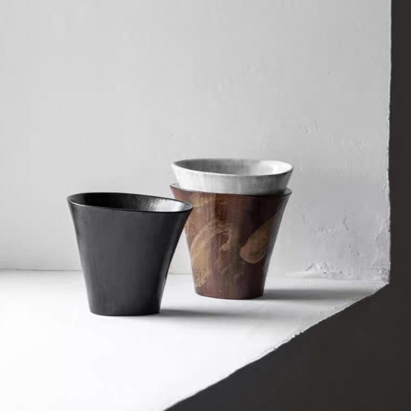 Ceramic cup set of 3,Engobe pottery cup set,Hand-Painted Ceramic Mugs ,6oz Iced Coffee Cup set,tea cups,Artisan Pottery Mu,Wabi-Sabi ceramic