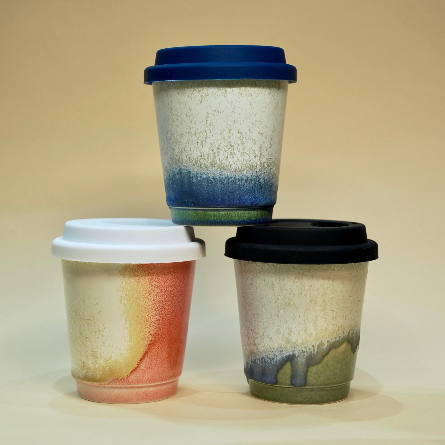 Ceramic Travel Mug with Lid,heat band,Blue Pottery Travel Cup,Pottery Travel Mug,Reusable Coffee Mug,To Go Mug,take away mug,artwork for her