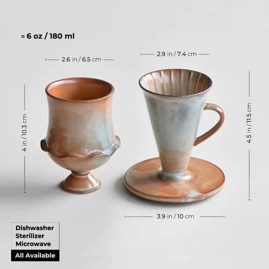 Ceramic Coffee dripper set,V30 Pour Over, Shino-yaki Mug,Coffee Server,coffee Dripper,Pour Over Set,Coffee lover gift,artwork gift for her MUDxHAND