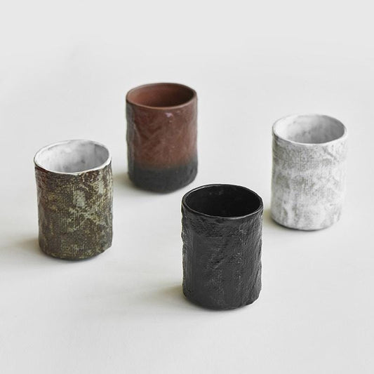 Handmade Black Stoneware Coffee Cup: Textured Ceramic Mug, 10oz MUDxHAND