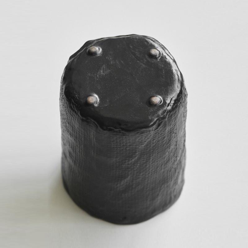 Handmade Black Stoneware Coffee Cup: Textured Ceramic Mug, 10oz MUDxHAND