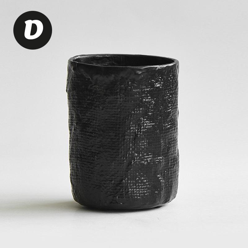 Handmade Black Stoneware Coffee Cup: Textured Ceramic Mug, 10oz MUDxHAND