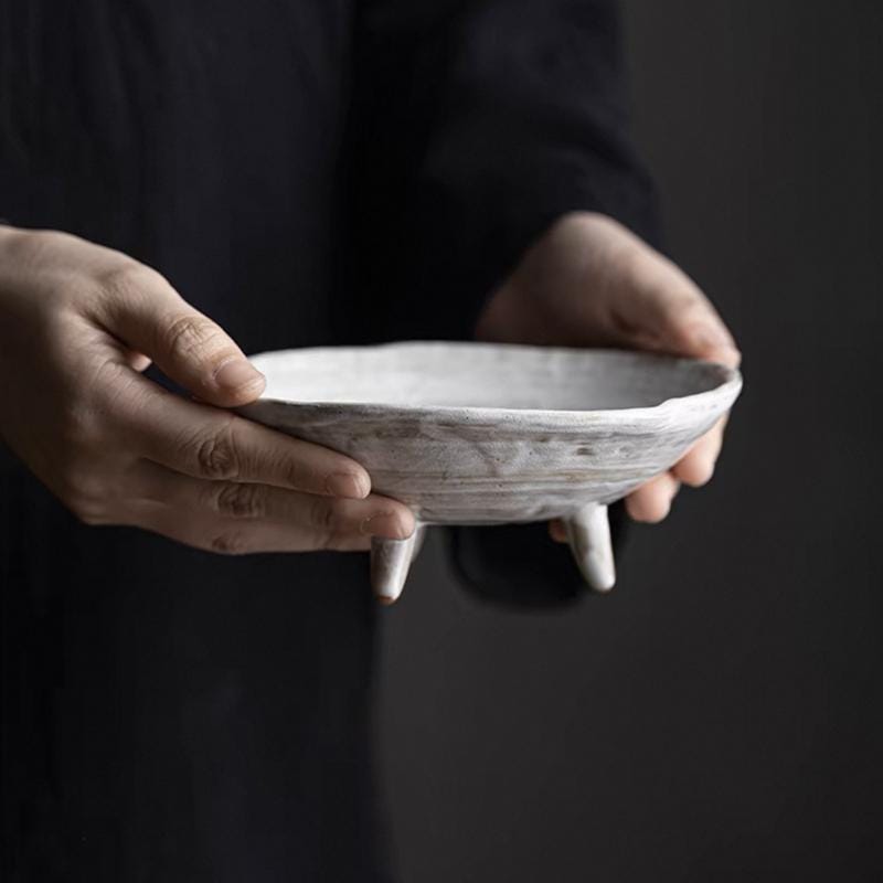 Palo Santo Burner with foot, Ceramic plate, Sushi plate with three foot,cone incense holder, wabisabi incense holder, ceramic dish set MUDxHAND