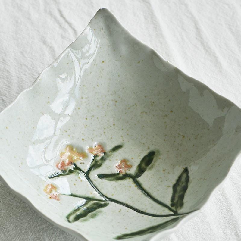 Handmade ceramic plate, organic edge plate,handmade white dinnerware, Sushi Serving Dish, small plate for tapas MUDxHAND