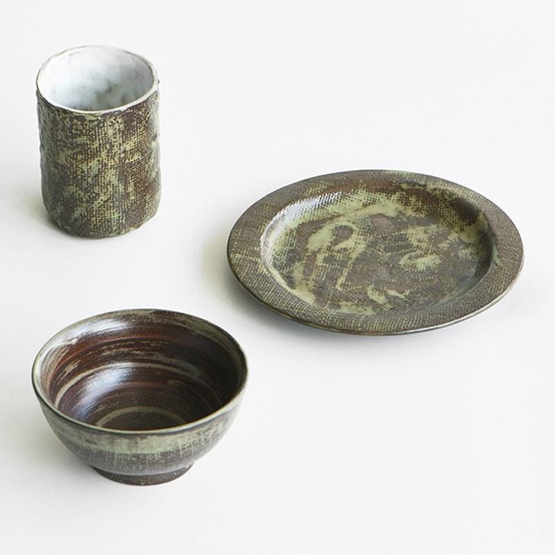 Handmade dinnerware: Organic textured ceramic tableware, Set of 3 dish set,Single Ceramic plate set, Set of plates,bowls,cups, kitchen decor MUDxHAND