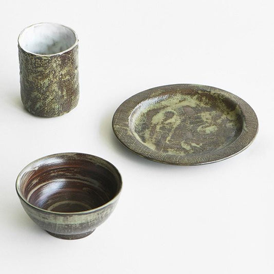 Handmade dinnerware: Organic textured ceramic tableware, Set of 3 dish set,Single Ceramic plate set, Set of plates,bowls,cups, kitchen decor MUDxHAND