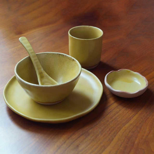 Handmade dinnerware, Organic Dinner tableware,  Stoneware Style, Dinner set, Ceramic plate 5-Piece Set, plates, bowls, mugs, spoons MUDxHAND