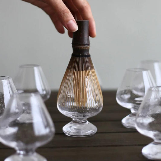 Bubble Glass Matcha Whisk Holder: Chansen holder, premium bamboo whisk and holder set, matcha tea kit for matcha lover MUDxHAND