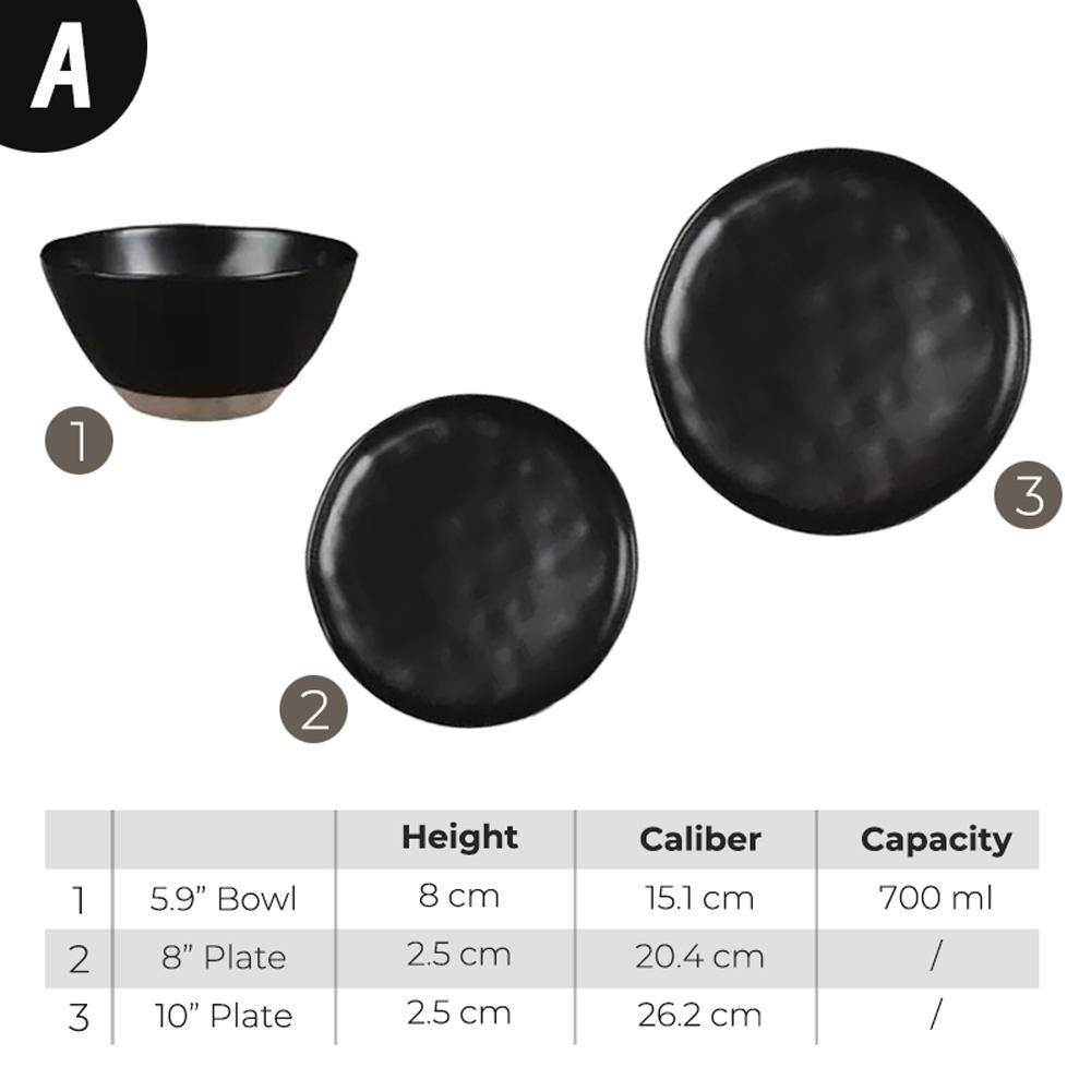 Dinnerware Bowl and plate set of 3, 7 color of tableware set, Ramen bowl，salad plate set MUDxHAND