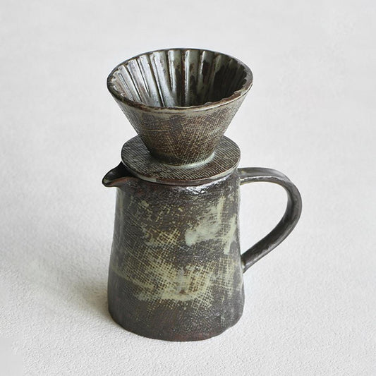 Coffee dripper set, V60, Pour Over, Dark green red & black Coffee Server set,coffee Dripper,Pour Over, Coffee Gift Set, artwork gift for her MUDxHAND