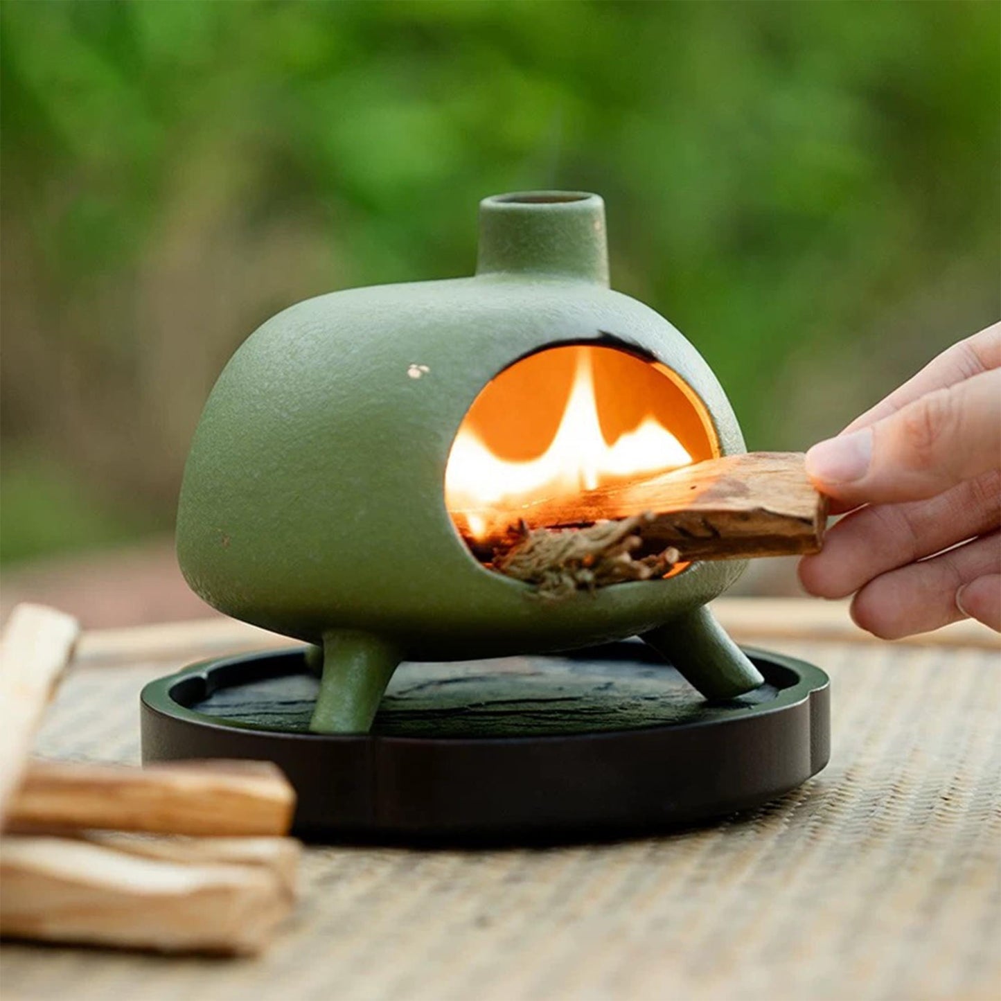 Green Ceramic Burner, Aromatherapy Oil Diffuser, Ceramic burner, fragrance burner, Fragrance Diffuser, Roast Oven MUDxHAND
