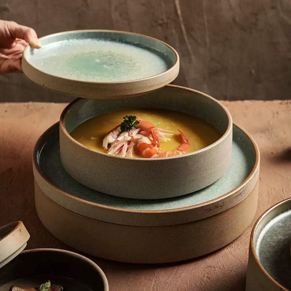 Handmade Deep Plate, Ceramic Dinner Plate: mutiple combined dish, salad and noodles Serving Dish, pottery lover gift MUDxHAND
