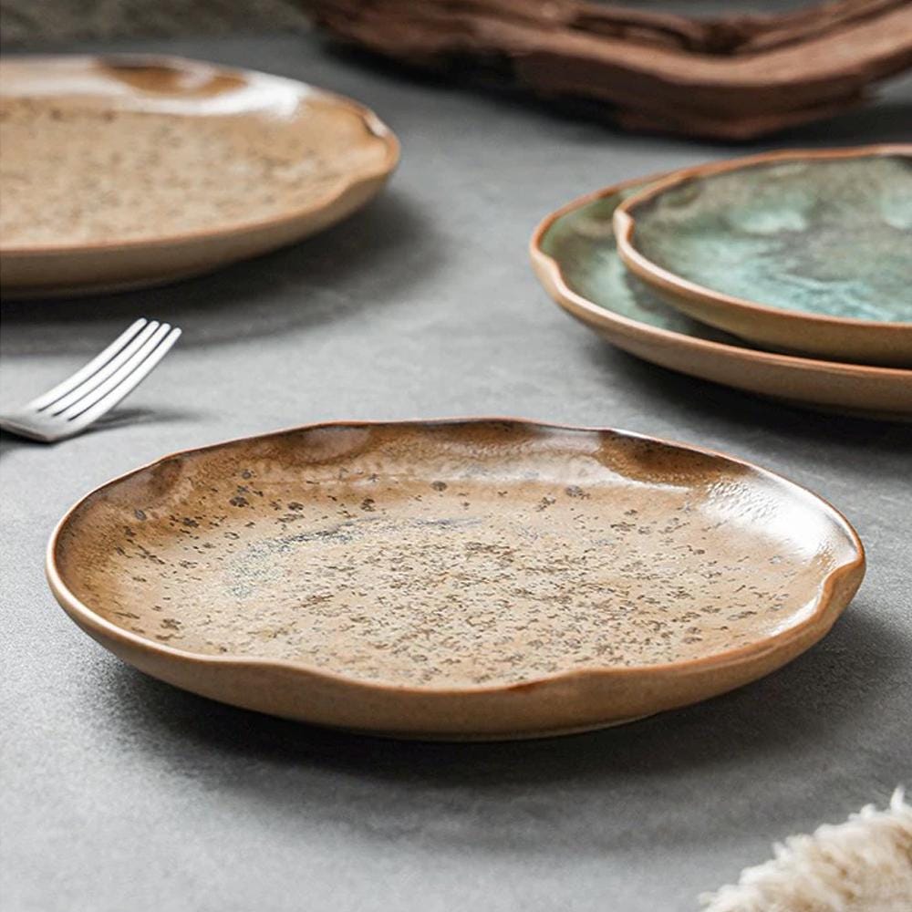 Handmade Ceramic Plate, Organic Edge Dinner Plate, 8 in dinnerware set, Ceramic plate set MUDxHAND
