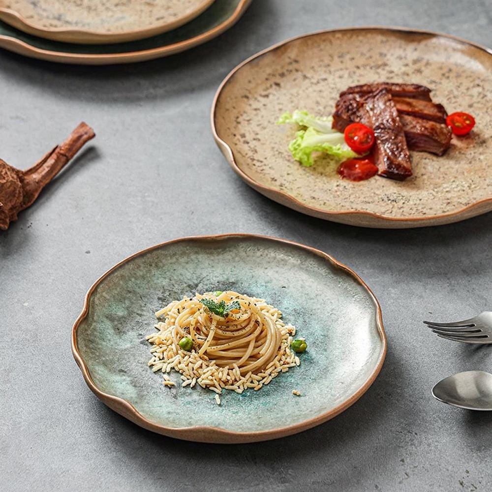 Handmade Ceramic Plate, Organic Edge Dinner Plate, 8 in dinnerware set, Ceramic plate set MUDxHAND