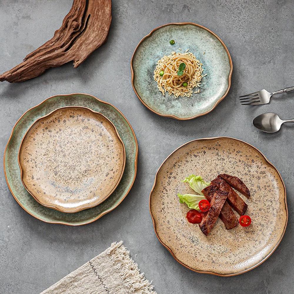 Handmade Ceramic Plate, Organic Edge Dinner Plate, 8 in dinnerware set, Ceramic plate set MUDxHAND