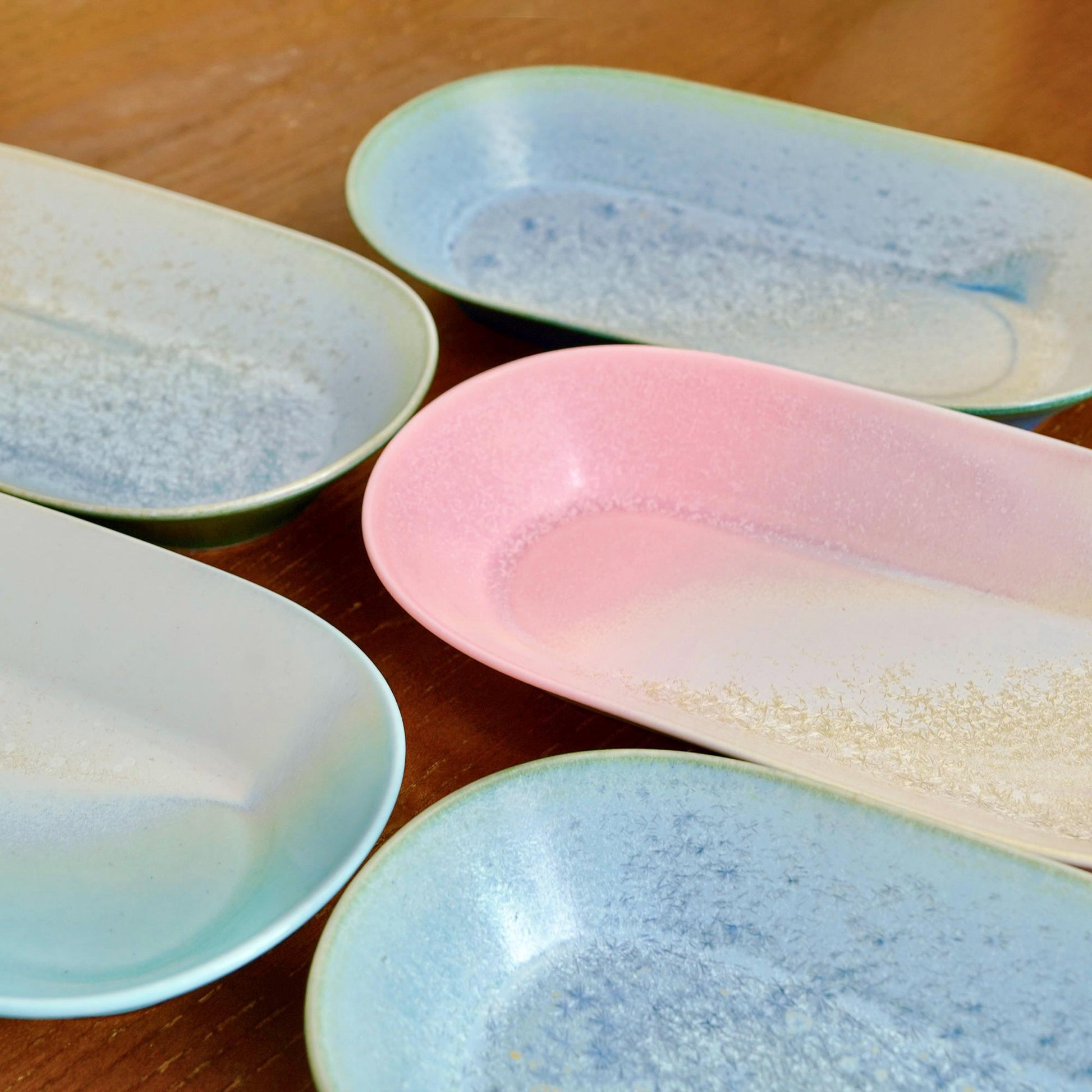 Handmade Ceramic Deep Plate: Colorful Snow Plate, Fish Plate, Pie Plate, Dinner Plate for Tapas,Long Dinner Plate, Tableware Set MUDxHAND