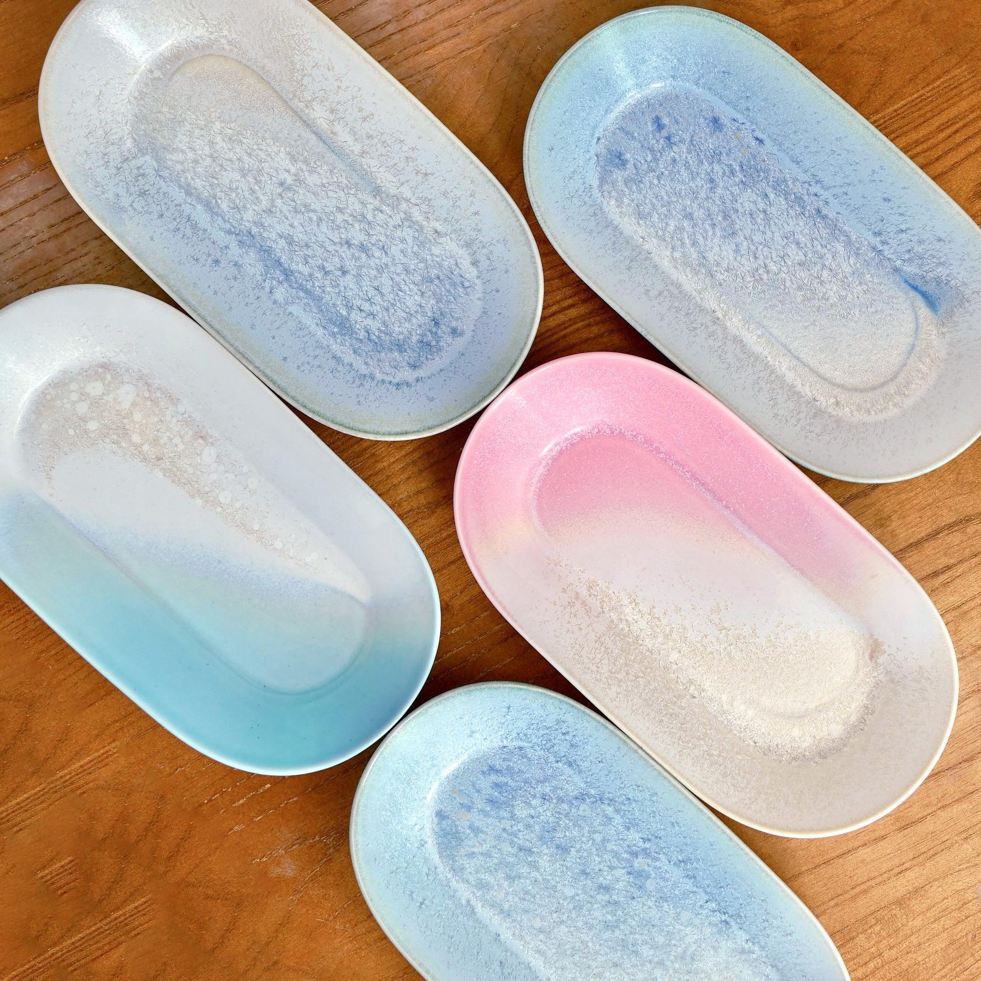 Handmade Ceramic Deep Plate: Colorful Snow Plate, Fish Plate, Pie Plate, Dinner Plate for Tapas,Long Dinner Plate, Tableware Set MUDxHAND