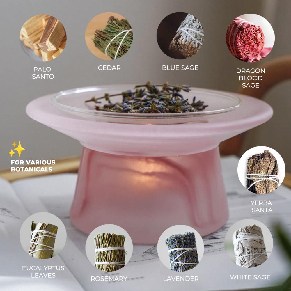 Frosted Glass Aroma Diffuser: Aromatherapy Diffuser, Essential Oil Burner, Glass Candle Holder, Palo Santo Burner, Wax melt Burner MUDxHAND