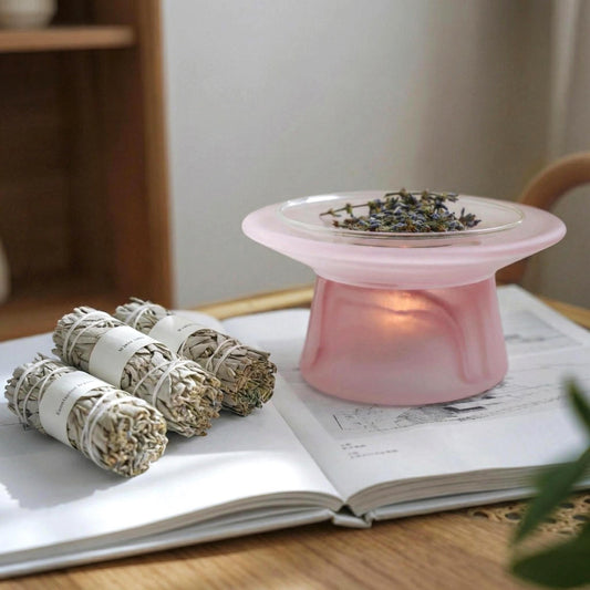 Frosted Glass Aroma Diffuser: Aromatherapy Diffuser, Essential Oil Burner, Glass Candle Holder, Palo Santo Burner, Wax melt Burner MUDxHAND