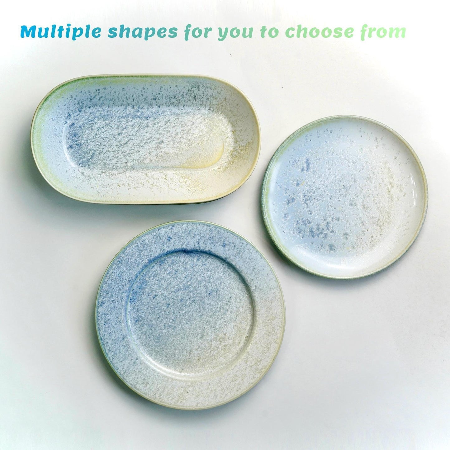 Handmade Rectangular Ceramic Plate - Midnight Snowflake-  Pottery tableware, Dinner Sushi Noodles Plate: Long Dinner Serving Dishes MUDxHAND