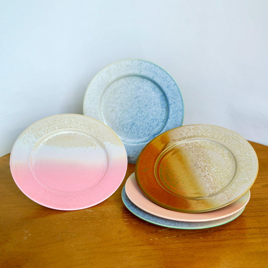Handmade Serving Dish: Colorful Snow Glaze Plate, Plate for tapas, 8 inch Dinner Plate, Tableware Set MUDxHAND