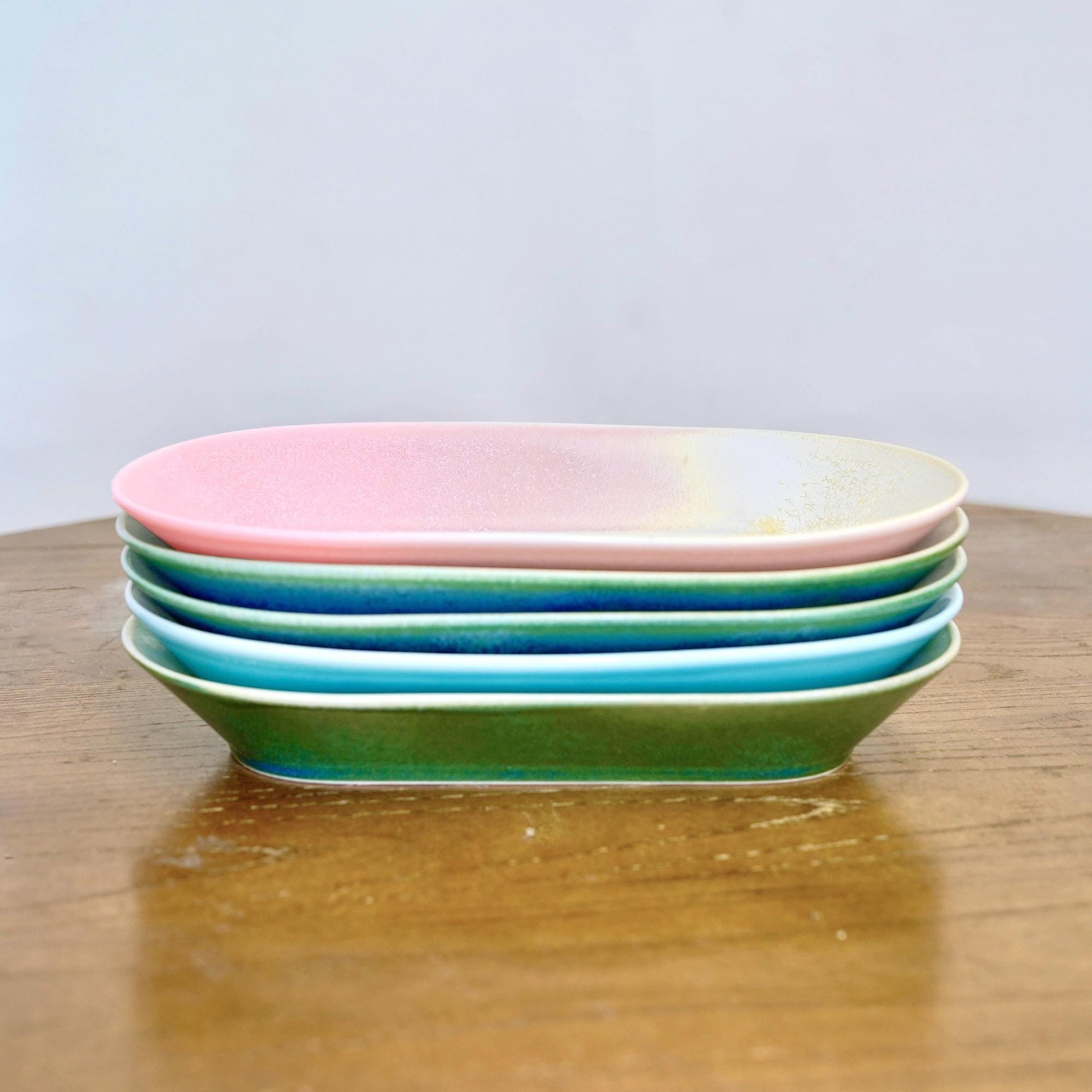 Handmade Ceramic Deep Plate: Colorful Snow Plate, Fish Plate, Pie Plate, Dinner Plate for Tapas,Long Dinner Plate, Tableware Set MUDxHAND