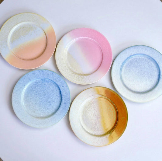 Handmade Serving Dish: Colorful Snow Glaze Plate, Plate for tapas, 8 inch Dinner Plate, Tableware Set MUDxHAND