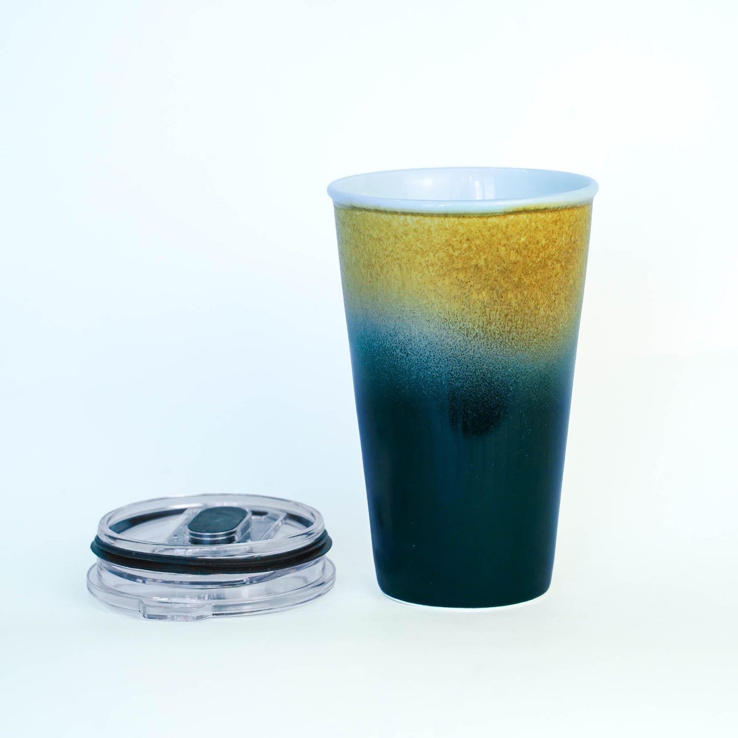 Handmade Ceramic Travel Mug With Lid, Green To Go Mug, 15oz Pottery TO Go Mug,  handcrafted mugs, Birthday Gift For Her MUDxHAND