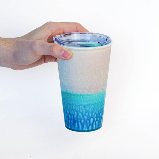 Pottery Travel Mug With Lid, Blue Ceramic To Go Mug, 15oz Pottery TO Go Mug,  handcrafted mugs, Birthday Gift For Her MUDxHAND