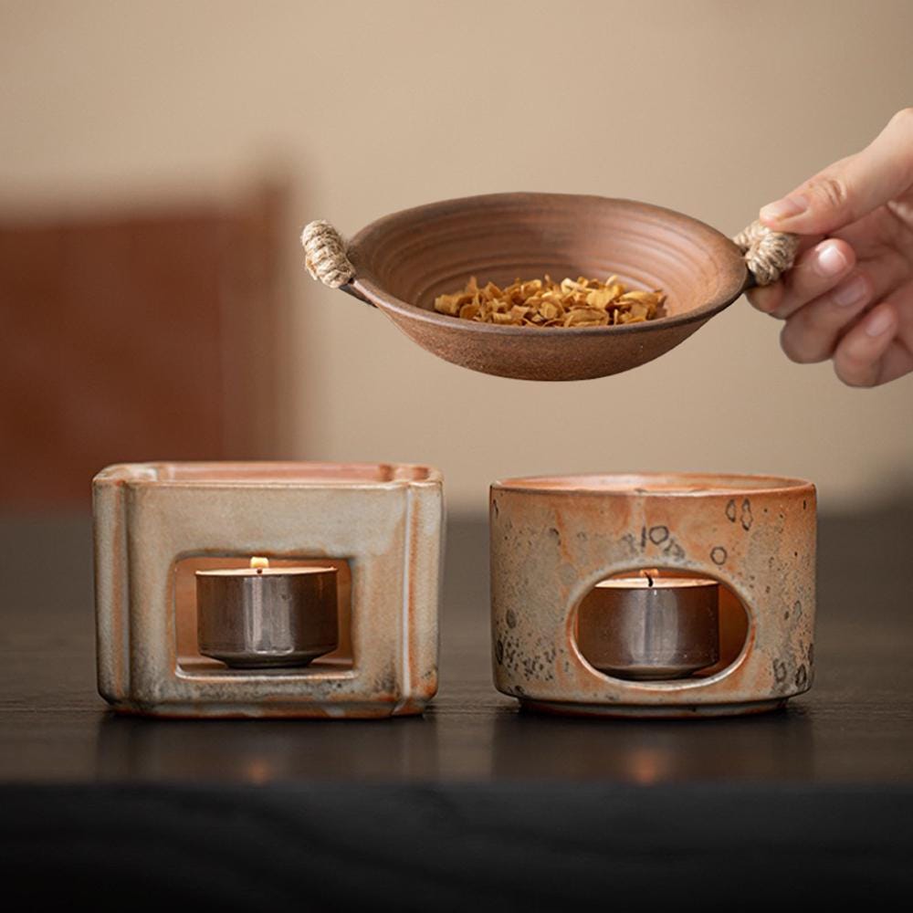 Wax melt Burner: Aromatherapy Oil Diffuser gift set, Wax melt Burner,Fragrance Diffuser, Palo Santo Burner, candle holder MUDxHAND