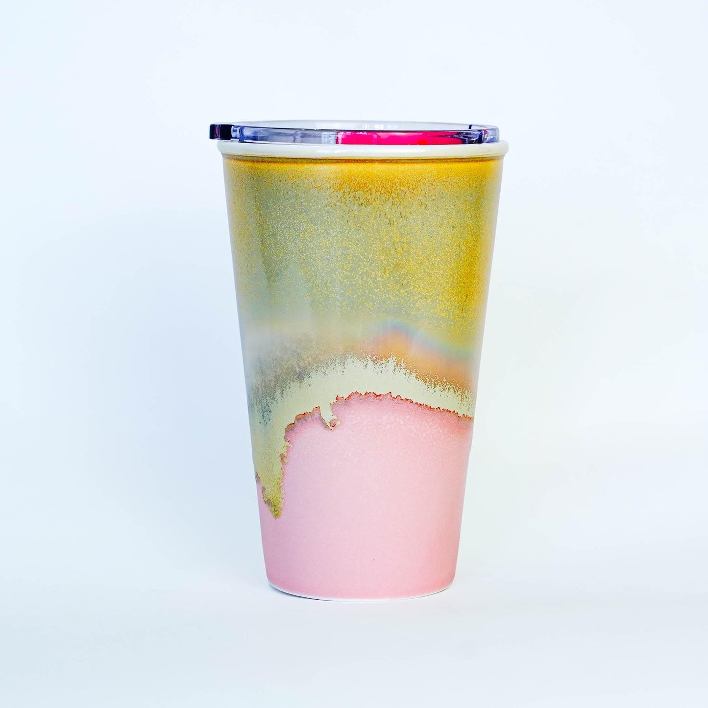 Ceramic Travel Mug With Lid, Pink Ceramic To Go Mug, 15oz Pottery TO Go Mug,  handcrafted mugs, Birthday Gift For Her MUDxHAND